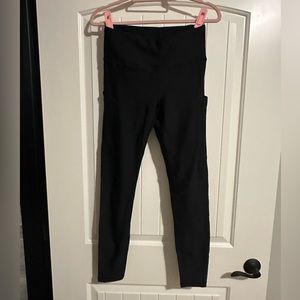 Black thermal fleece lined leggings with side pockets